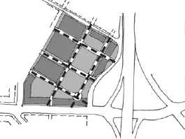 An illustration of a grid style internal street pattern.