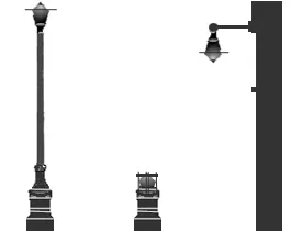 Diagram of three storefront and pedestrian light styles