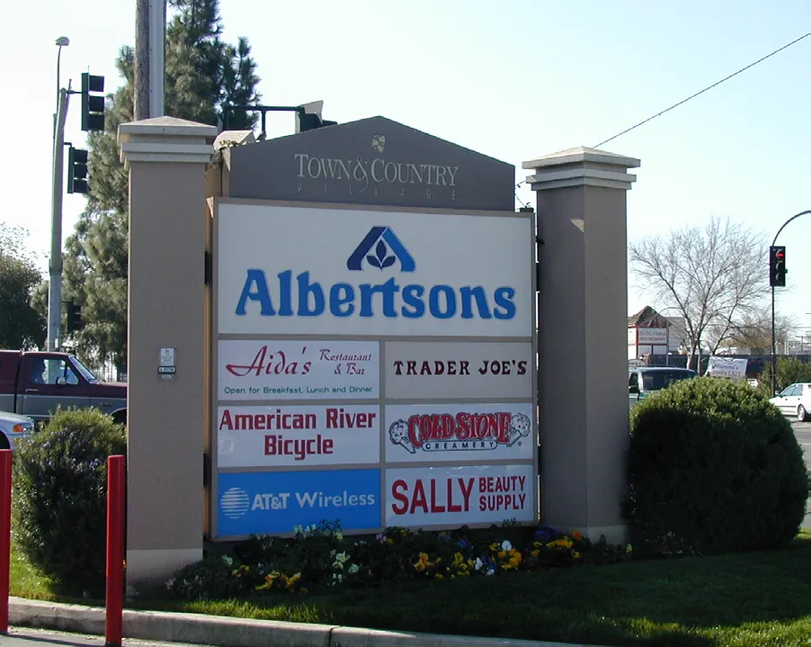 Commercial center monument sign.