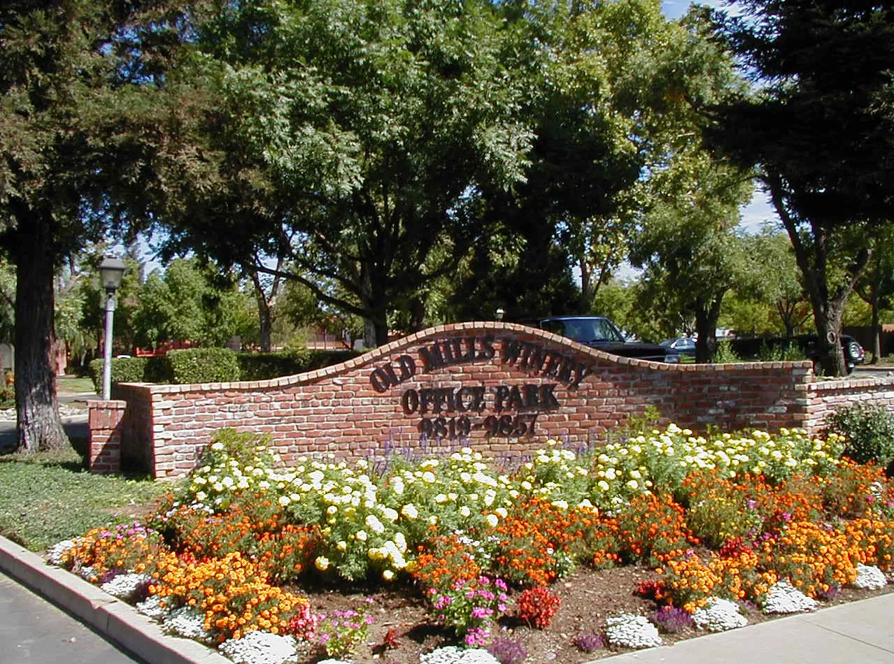 Entry sign to "Old Mills Winery Office Park"