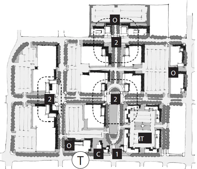 Illustration of a site concept plan for a business park.