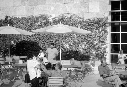 Outdoor eating and seating area