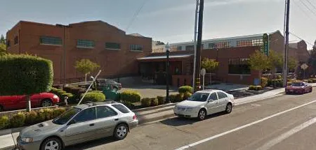 A self storage building designed to look like an industrial building.