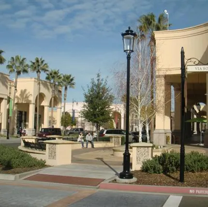 Seating area within a commercial center.