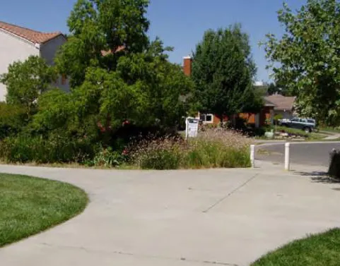 Sidewalks connecting to nearby park and open space areas.
