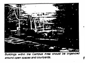 Buildings within the Campus Area should be organized around open spaces and courtyards.