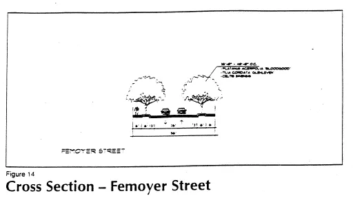 Cross section showing landscaping around Femoyer Street
