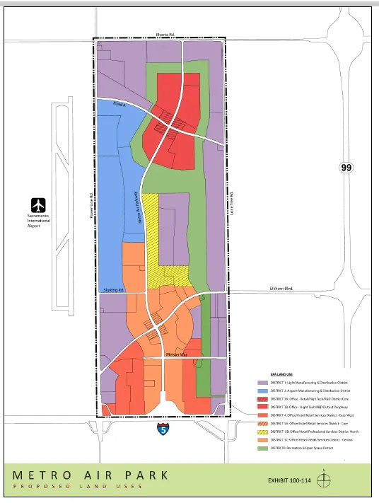 Map of the districts applied to the Metro Air Park SPA