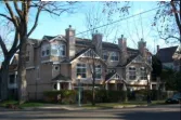 The frontage of a townhouse residential building.