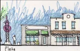 Concept art of a mixed use development.