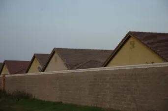 A masonry residential wall.