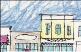 A sketch illustraiting articulation in building massing.