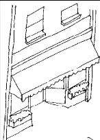 A sketch of an awning on a commercial building.