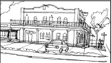 A sketch of a building with a parapet.