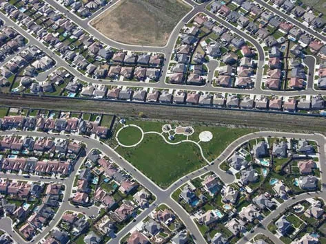 Aerial Photo Showing Park Surrounded by Single-Family Residential Dwellings