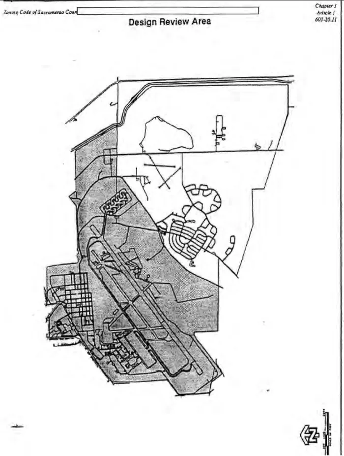 Map of area where Design Review procedures specified in the SPA apply.