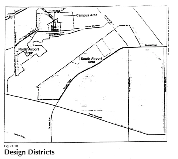 Map of the design districts of the Mather Field SPA.
