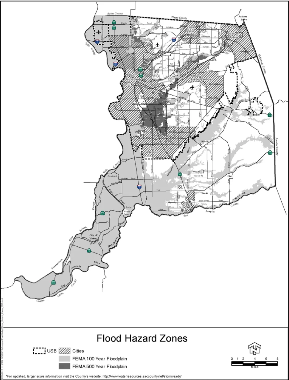 Map of Flood Hazard Zones in Sacramento County