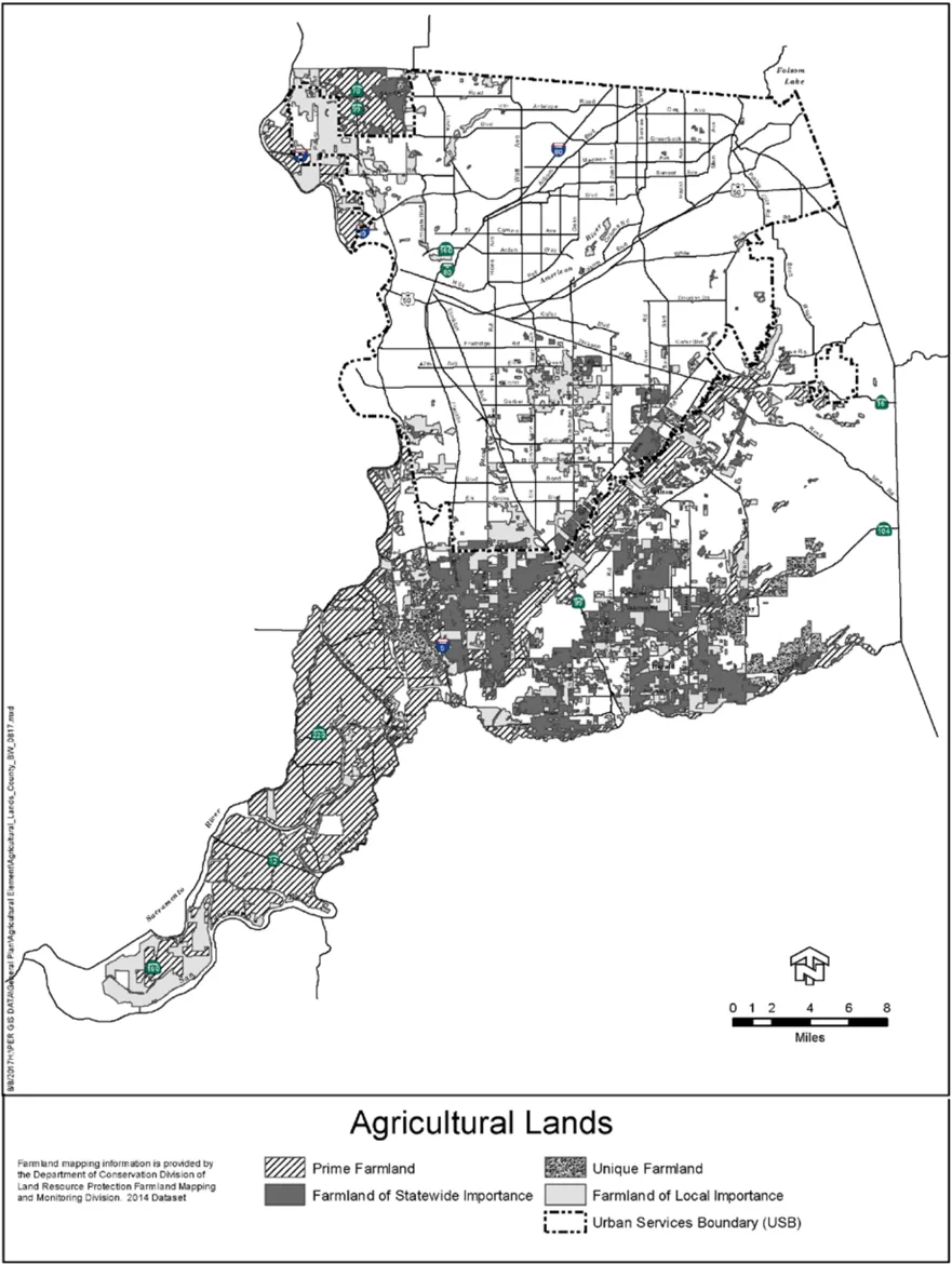 Map of Agricultural Lands in Sacramento County