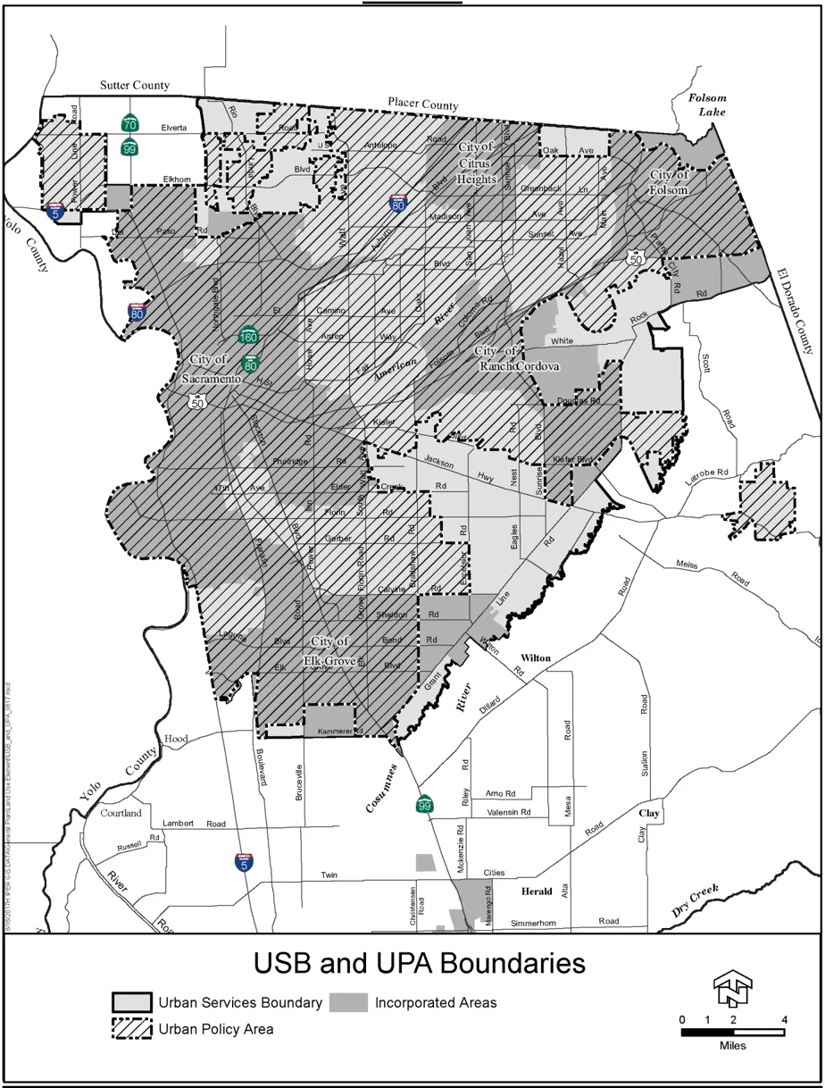 Map of the Urban Services Boundary and Urban Policy Area Boundaries