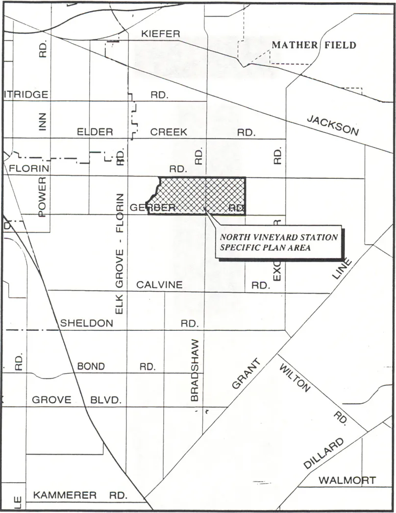 Map Showing North Vineyard Station Specific Plan Area