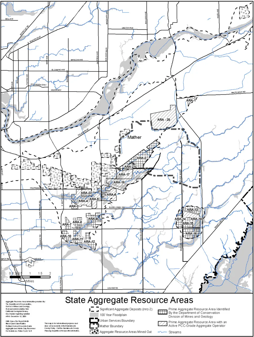 Sacramento County Map of State Aggregate Resource Areas