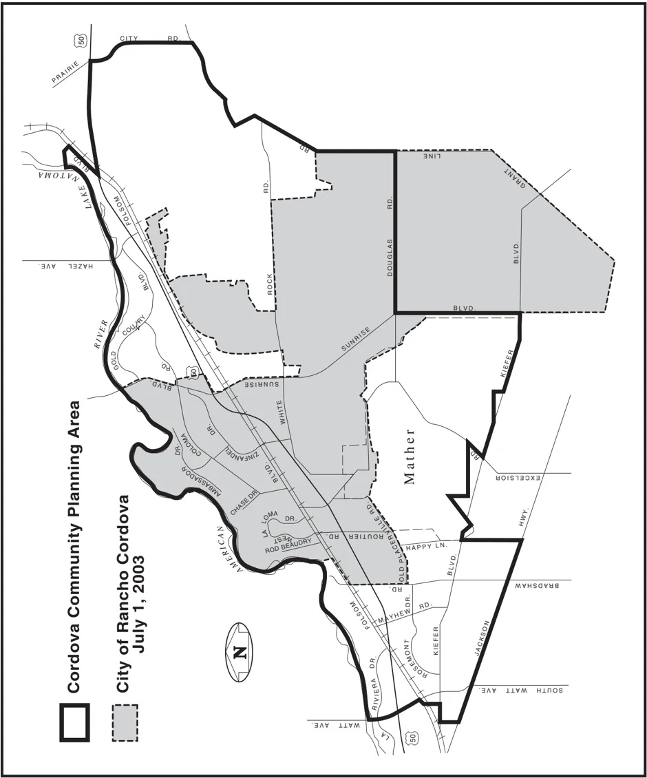 A map depicting the Cordova Community Plan boundaries.