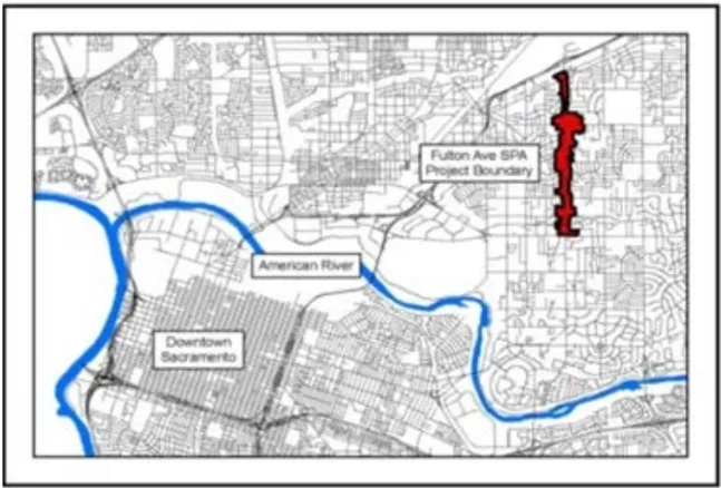 Map showing Fulton Avenue SPA in the Central Sacramento Region