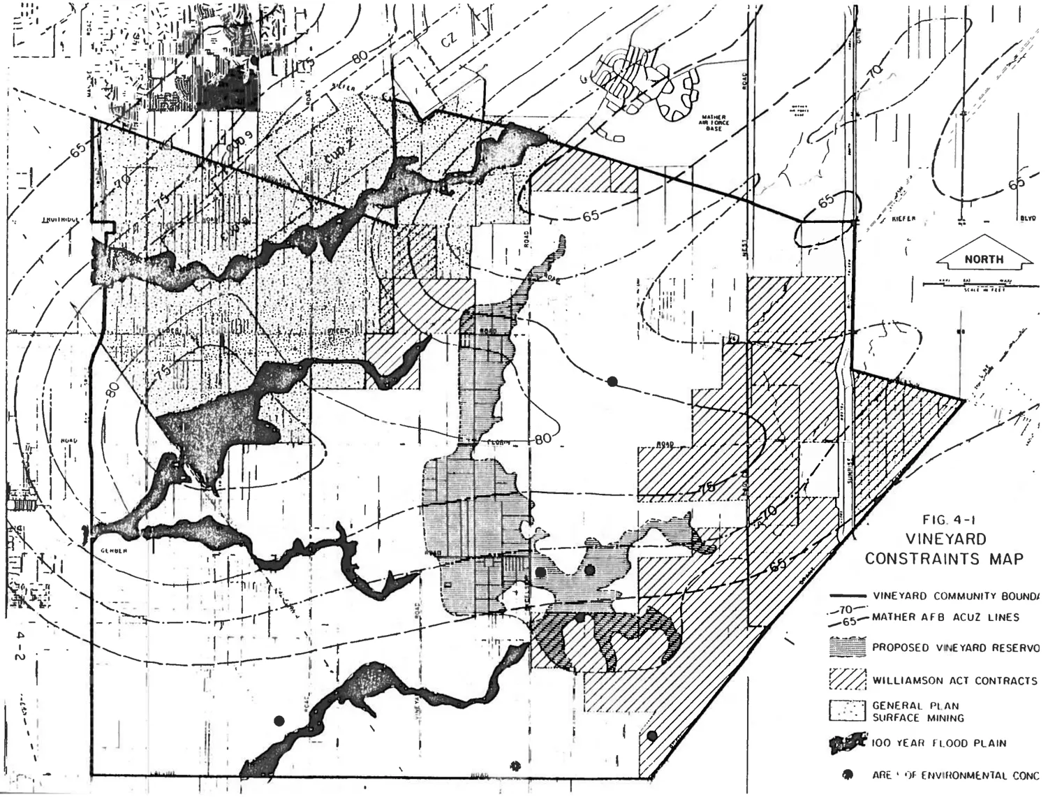 Map of constraints to development in Vineyard.