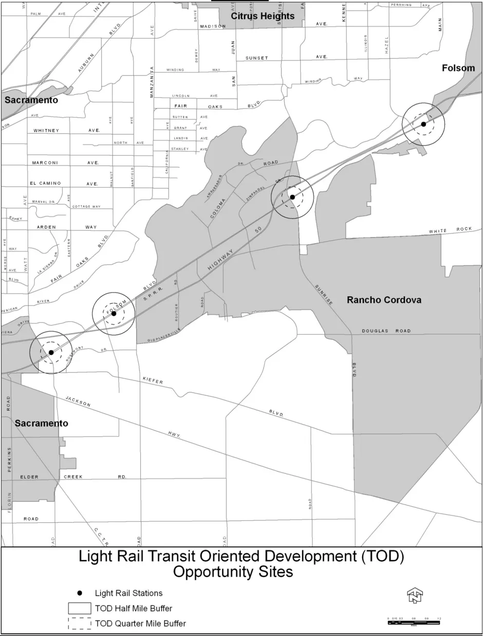 Map of Light Rail Transit Oriented Development Opportunity Sites