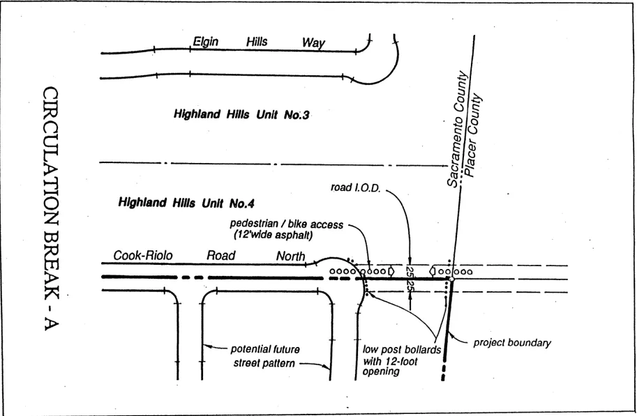 East Antelope Specific Plan Showing Circulation Break on Cook-Riolo Road North and Potential Future Street Patterns
