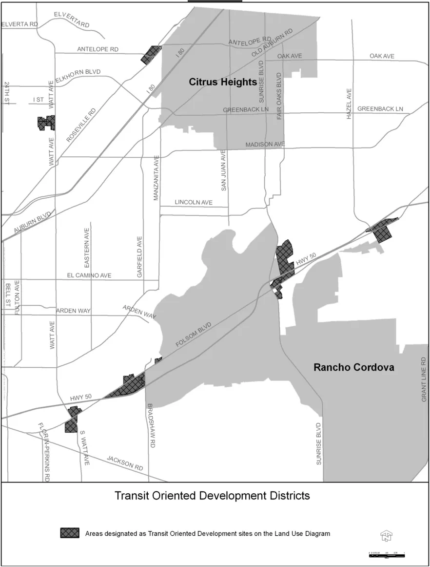 Map of Transit Oriented Development Districts