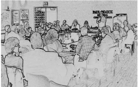 Sketch of a public hearing.