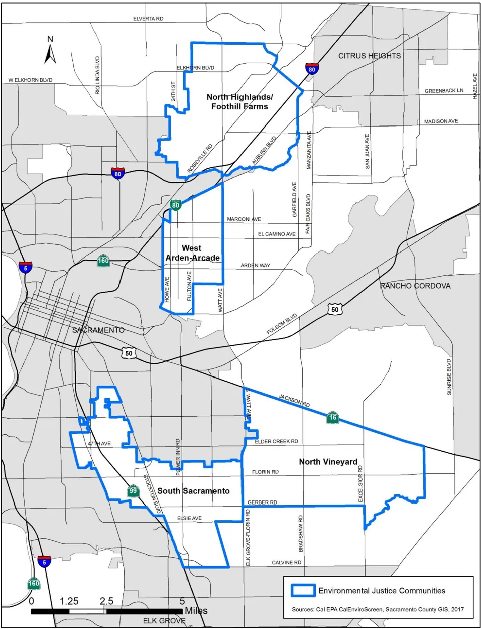 Map of Environmental Communities in Sacramento County
