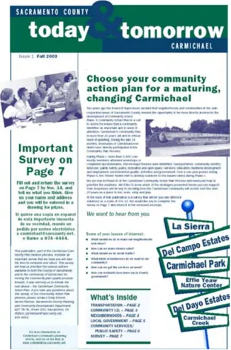 Carmichael newsletter cover from Fall of 2003.