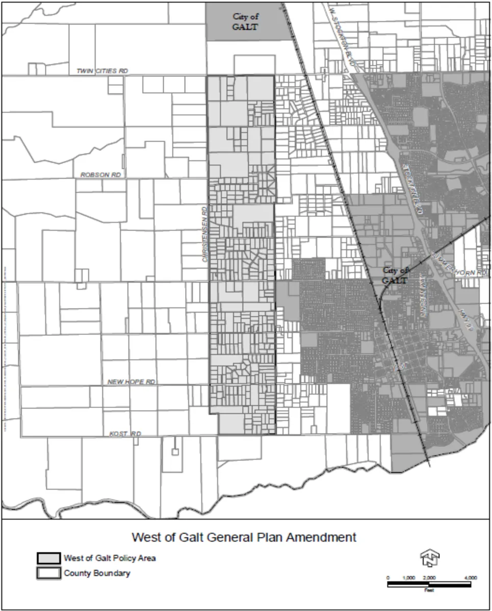 Map of West of Galt General Plan Amendment Area