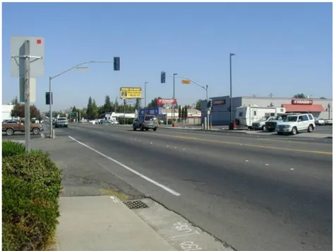 The intersection of a four lane road in the Carmichael community.