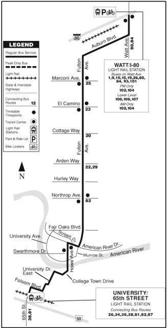 Map of Regional Transit Bus Route 26 which runs along Fulton