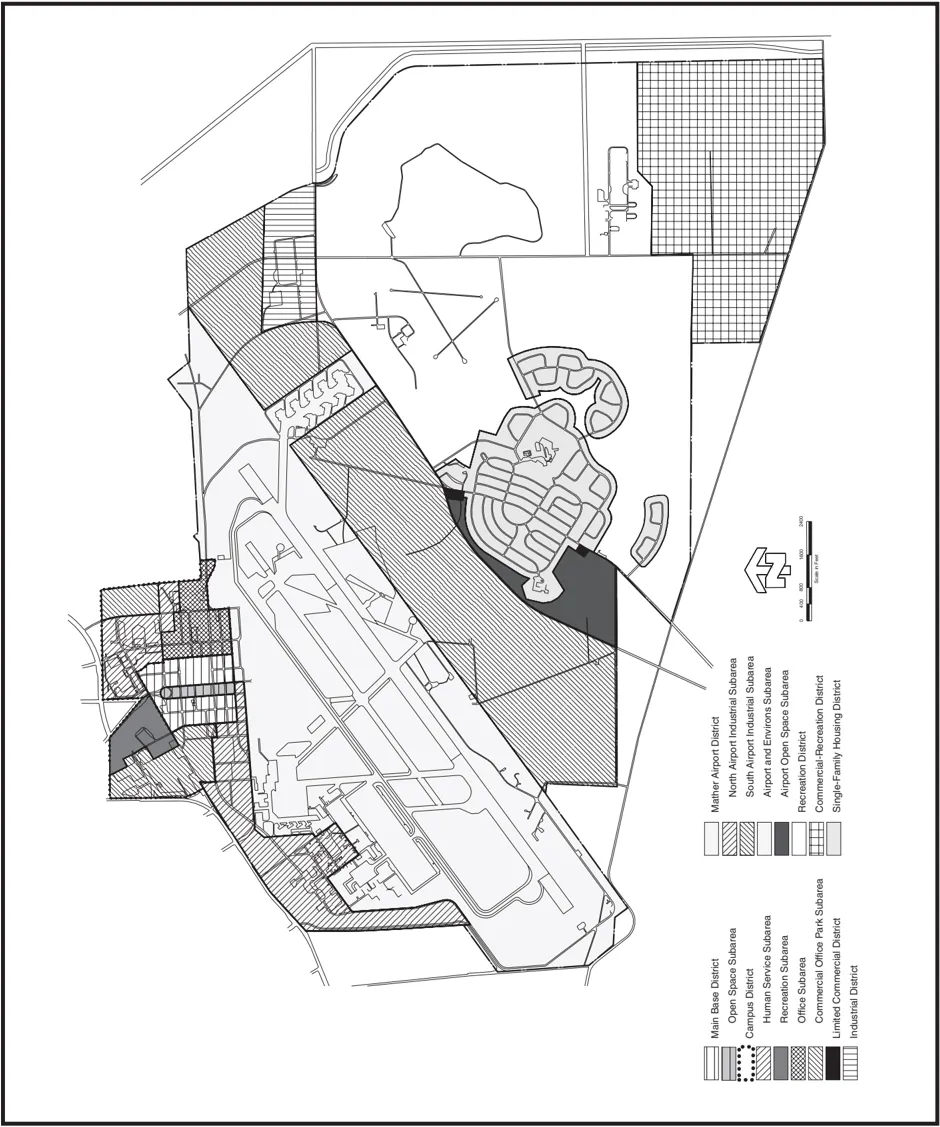 A map depicting the Mather area Land Use Plan