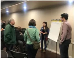Two County employees presenting to the public.