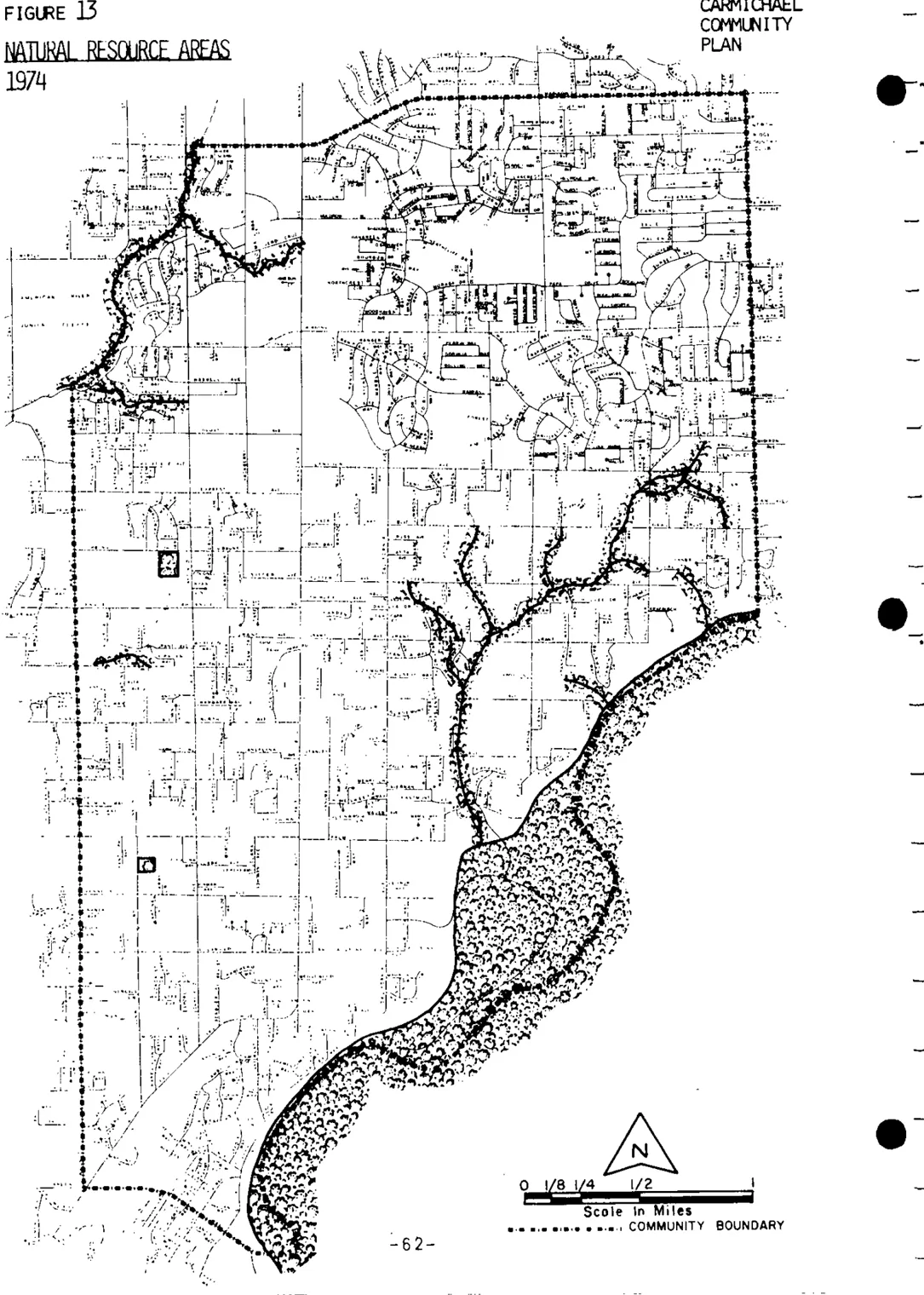 A map of Carmichael depicting the natural resource areas proposed to be preserved.