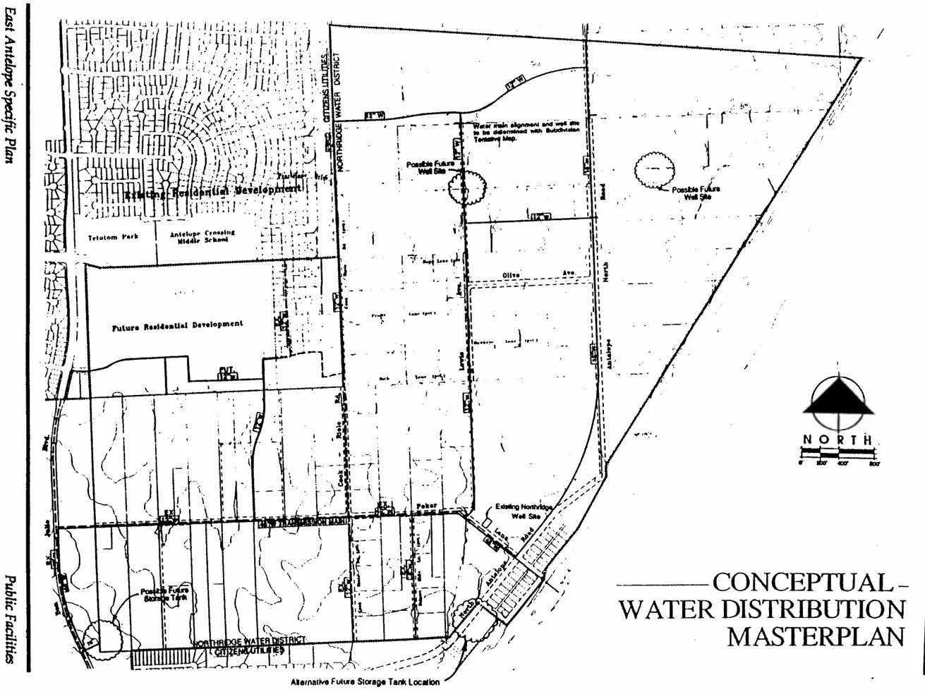 Conceptual Master Plan showing how water connections are to be made in the Specific Plan Area