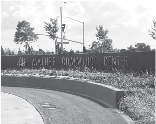 The Mather Commerce Center entry sign.