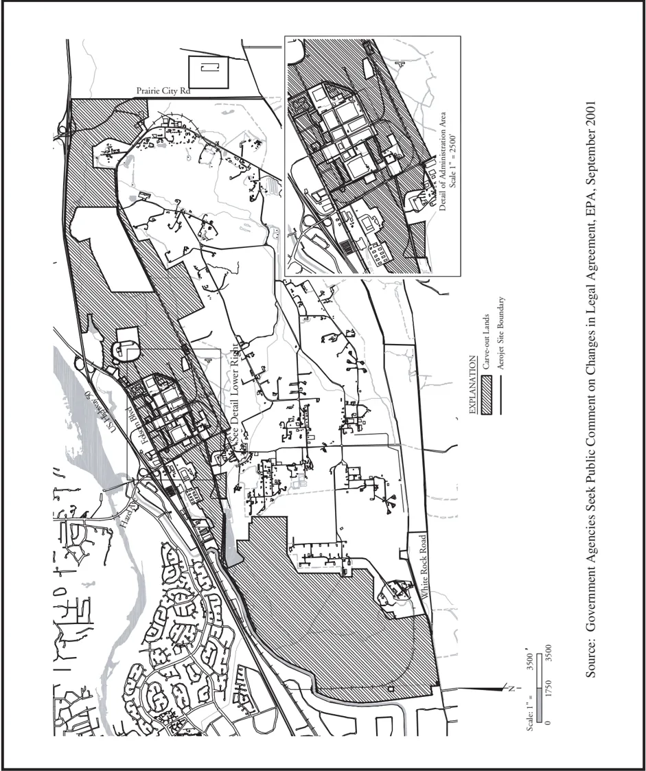 Map showing all od the Aerojet properties in the Cordova Community