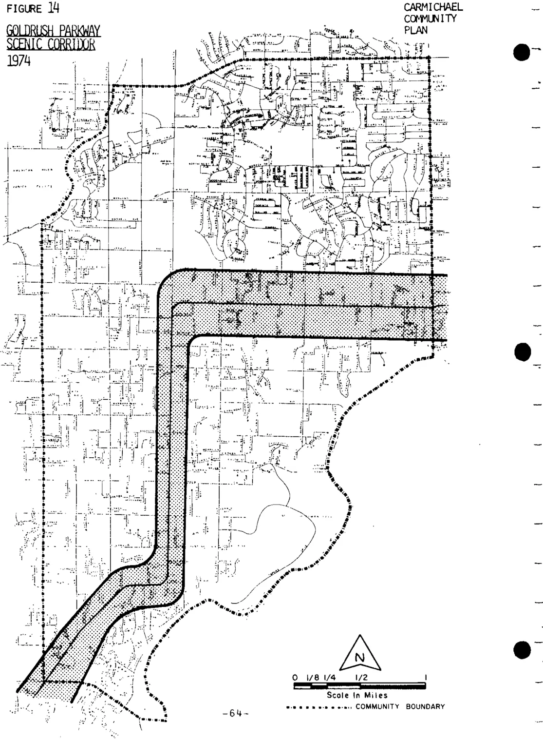 A map of Carmichael depicting the Gold Rush scenic corridor.