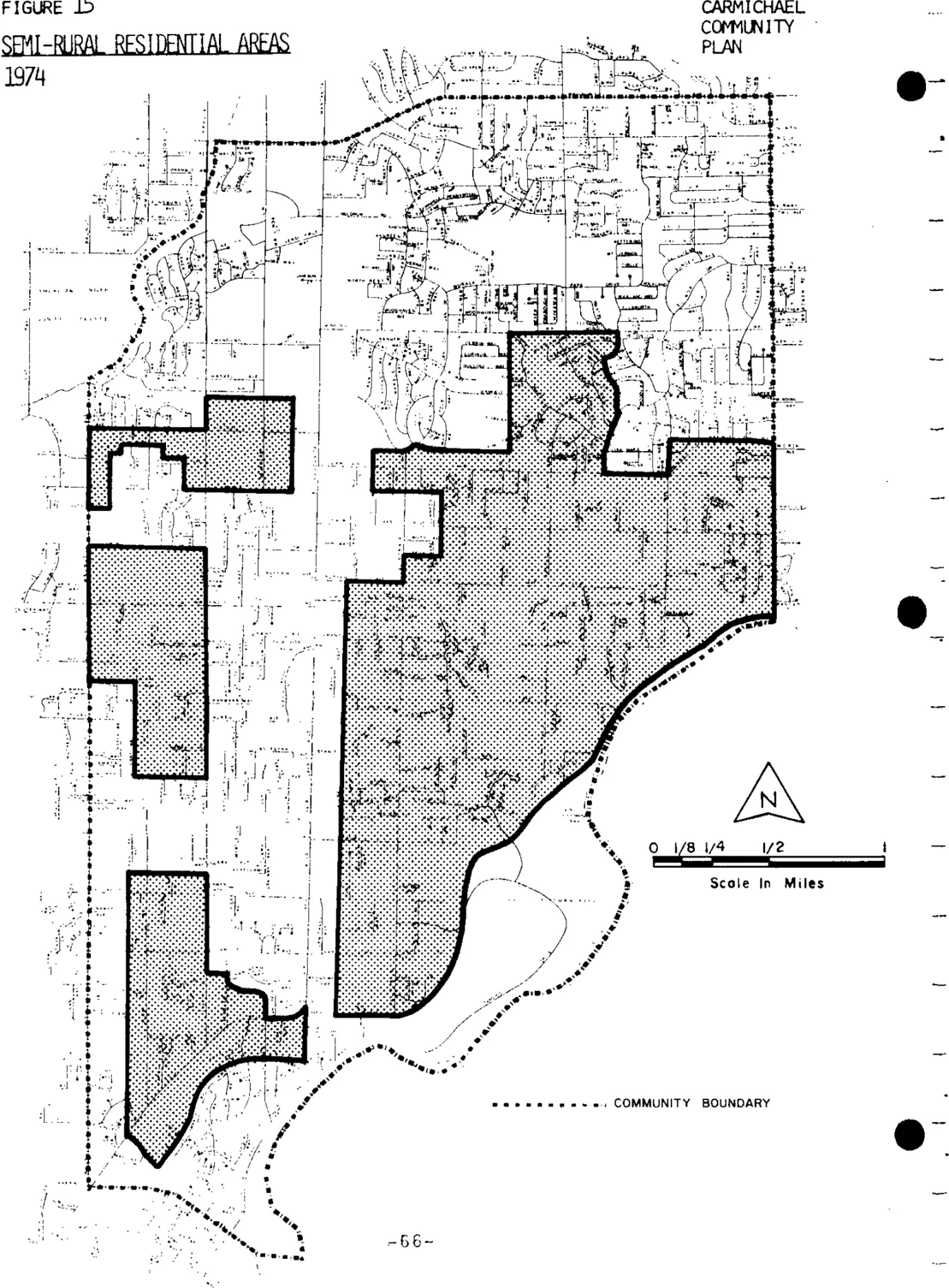 A map of Carmichael depicting semi-rural residential areas.