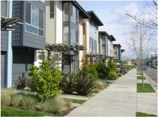Townhomes with lush landscaping