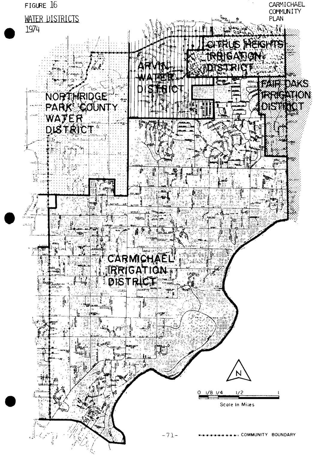 A map of Carmichael depicting the various water district boundaries within the community.