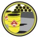 A drawing of buckets labeled with a red diamond symbol.