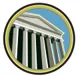 A drawing of a public building with Roman style architecture.